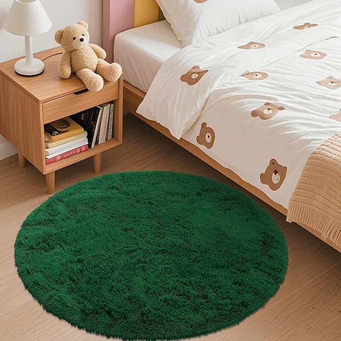 OLANLY Dark Green Round Rugs for Bedroom - Image 2