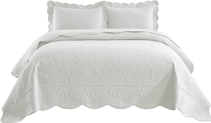 MarCielo 3-Piece 100% Cotton Oversized Bedspread Lightweight Quilt Coverlet - Image 2