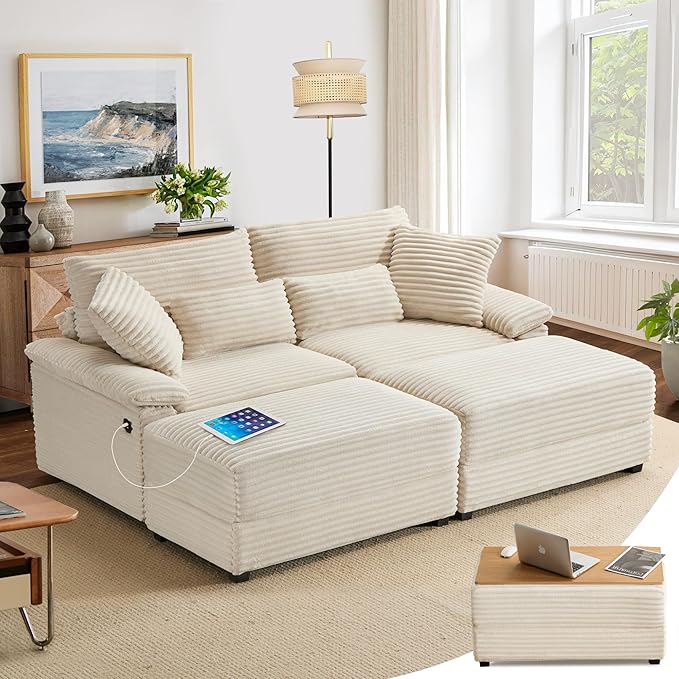 74" Double Chaise Lounge Chair Indoor, Oversized Loveseat by SUNWAVEHOME