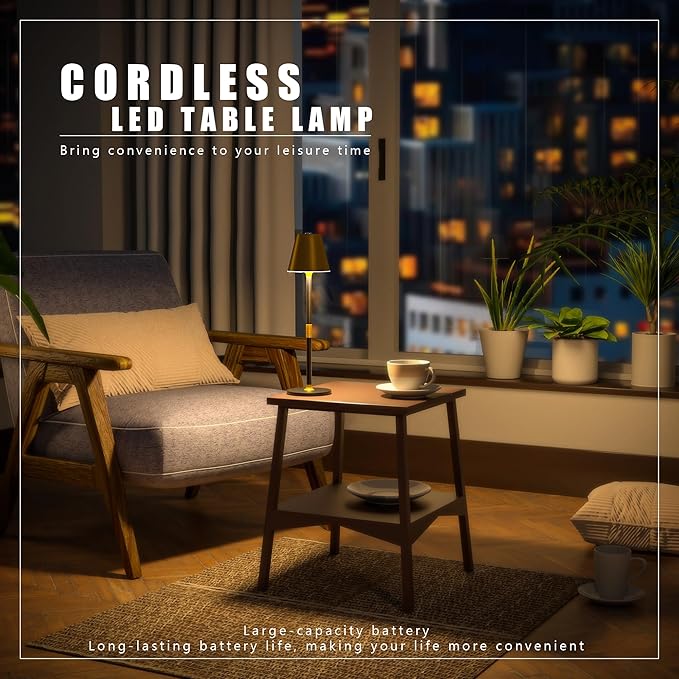 Modern LED CordlessTable Lamp, 4000mAh Rechargeable Battery Desk lamp, 3 Level - Image 5