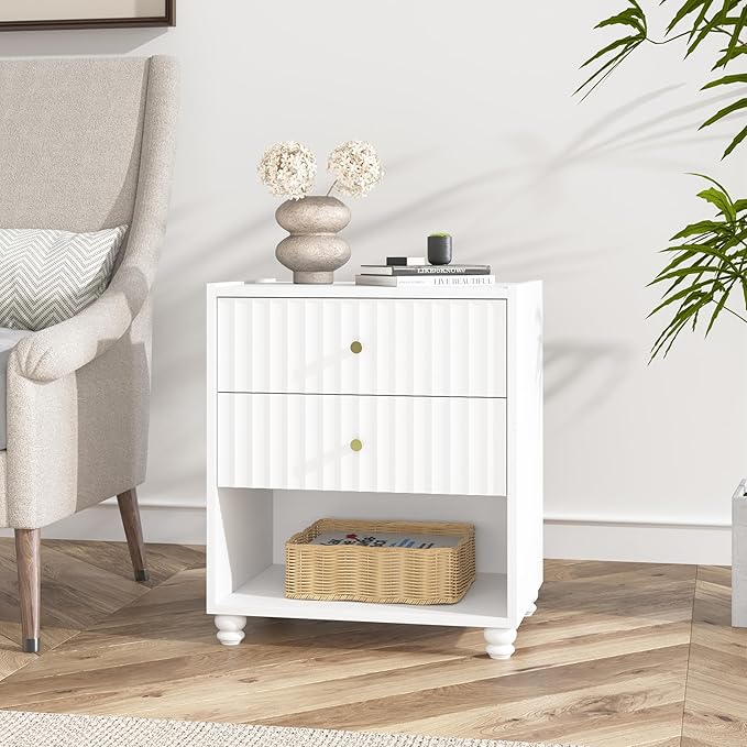 Modern Nightstand, Fluted End Table - Image 6