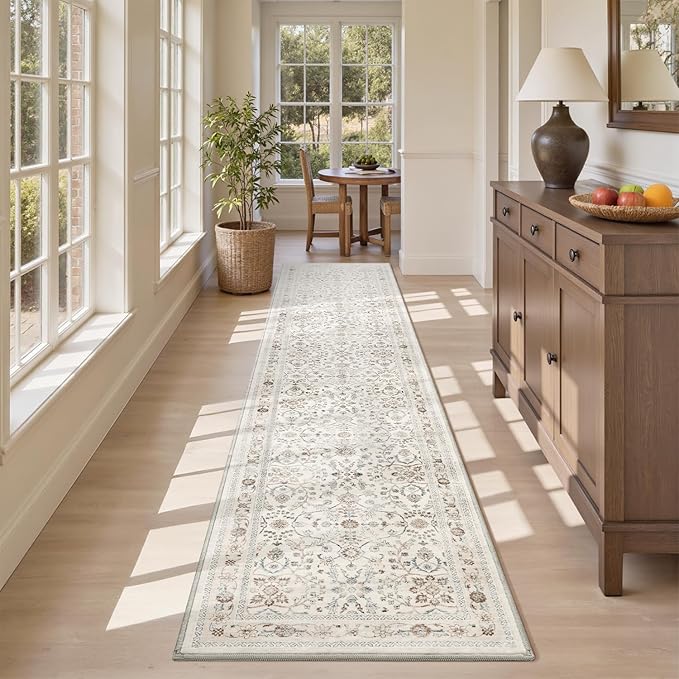 MontVoo-Vintage 2x10 Runner Rug-Soft Beige Washable Runners - Image 4
