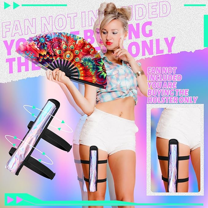 Summer Rave Fan Thigh Holster Rave Fan Holder Folding Hand Pouch Foldable - Image 3