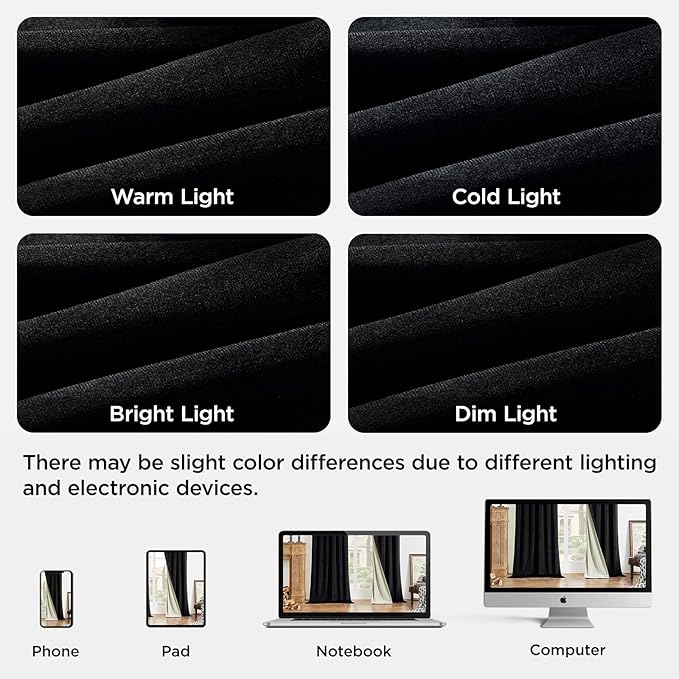 Joydeco Black 100% Blackout Curtains 72 Inch 2 Panels, Luxury Thermal Insulated - Image 7