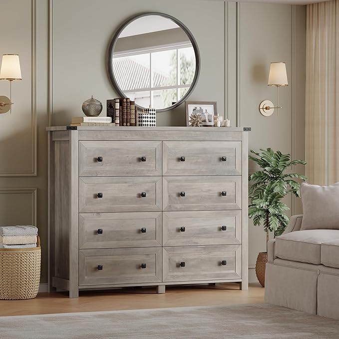 Tall 8-Drawer Dresser, Modern Wooden Storage Chest of Drawers, Dresser TV Stand - Image 6