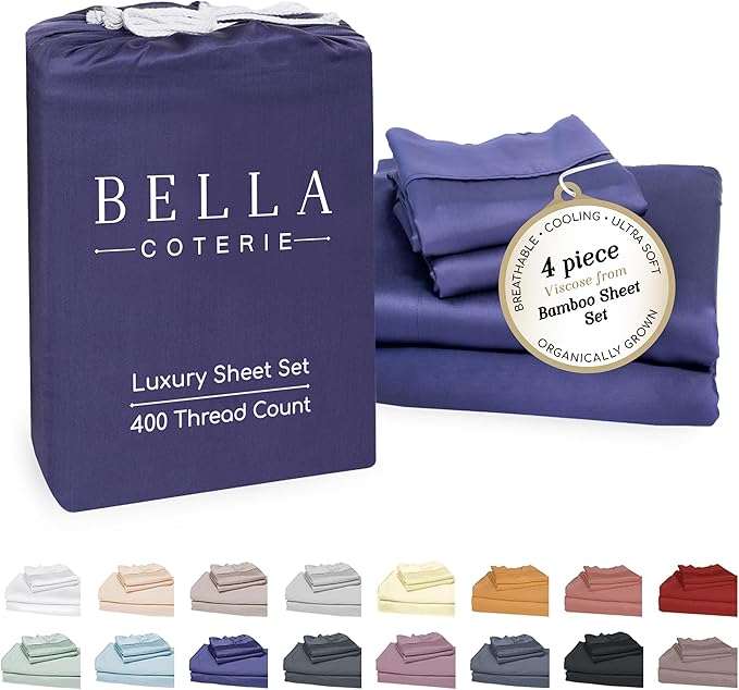 Bella Coterie Luxury Bamboo Viscose Queen Size Sheet Set | 100% Organically by BC