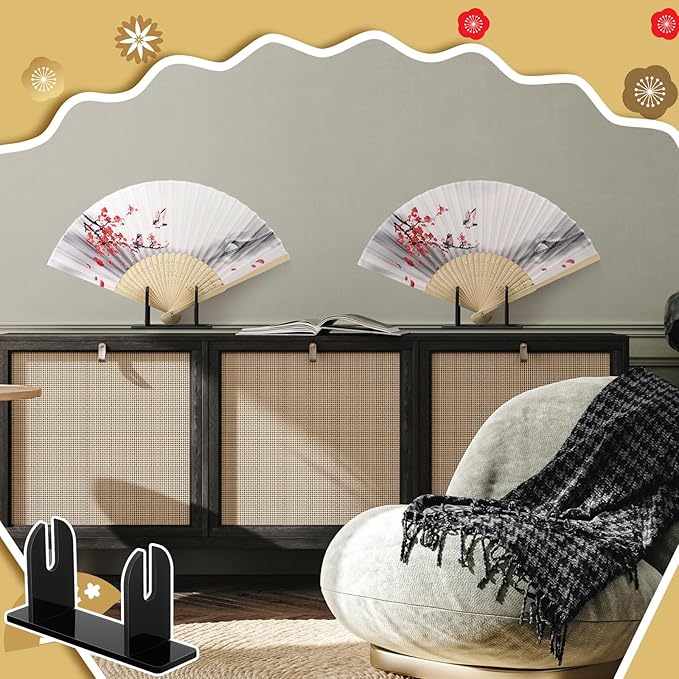 Roowest 2 Pcs Acrylic Fan Display Stand Folding Japanese Chinese Hand Fan Stand - Image 7