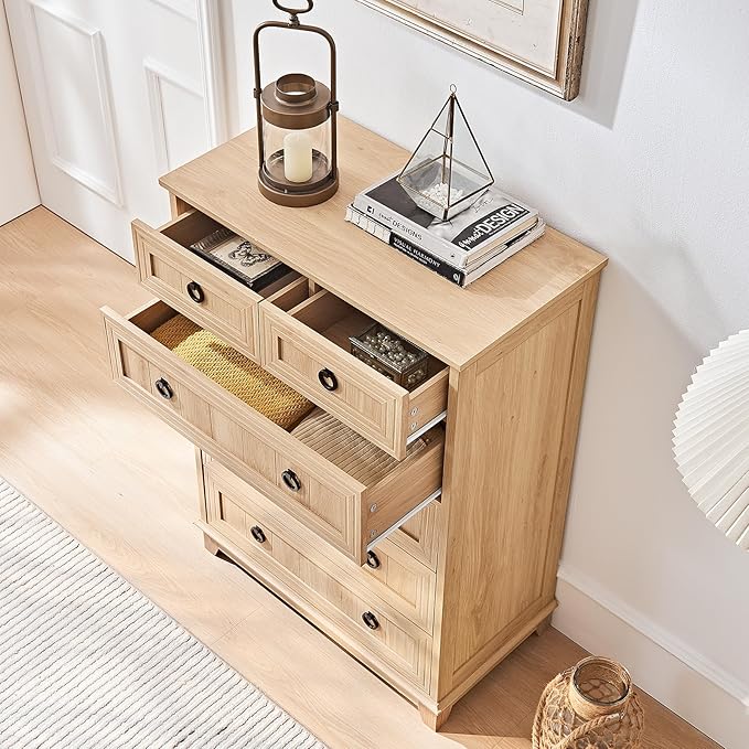 Farmhouse 6 Drawer Dresser for Bedroom, Rustic Wood Dresser - Image 4