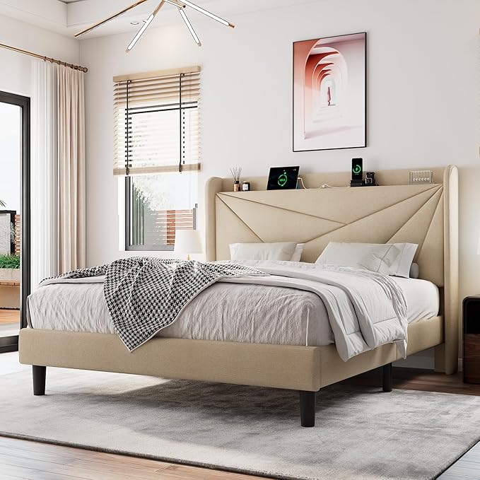 Queen Size Upholstered Bed Frame by Einhomn