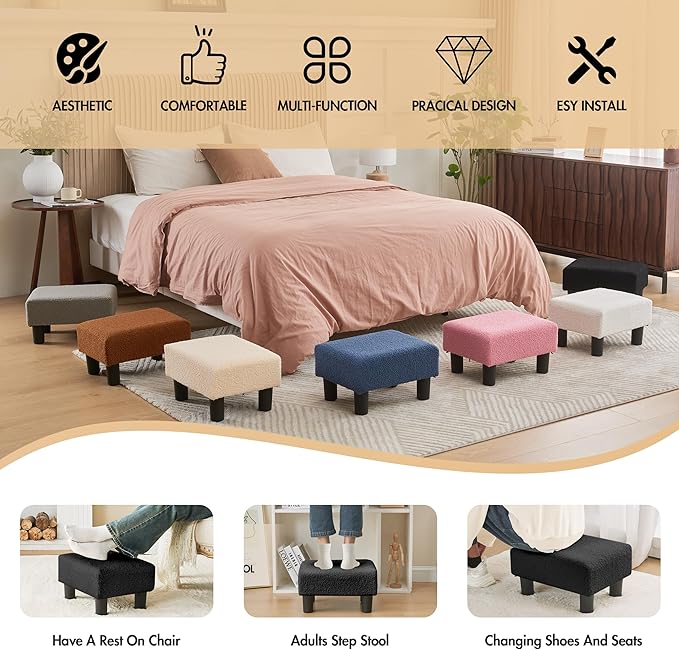 BRIAN & DANY Small Foot Stool Ottoman, Footstool - Image 6