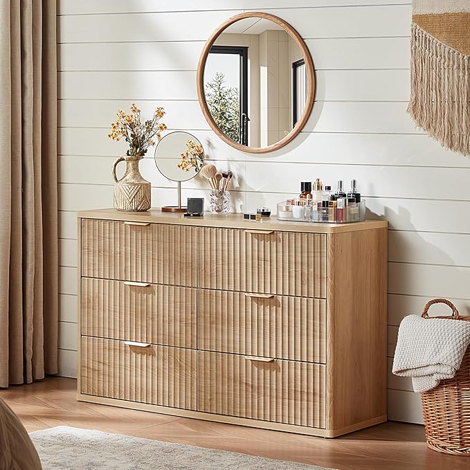 LEYAOYAO Fluted Dressers & Nightstand Set of 4, Wood 48" Wide Dresser & 42" - Image 8