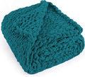 Chunky Knit Throw Blanket 60"X 80", 100% Handmade by LONGCREATE