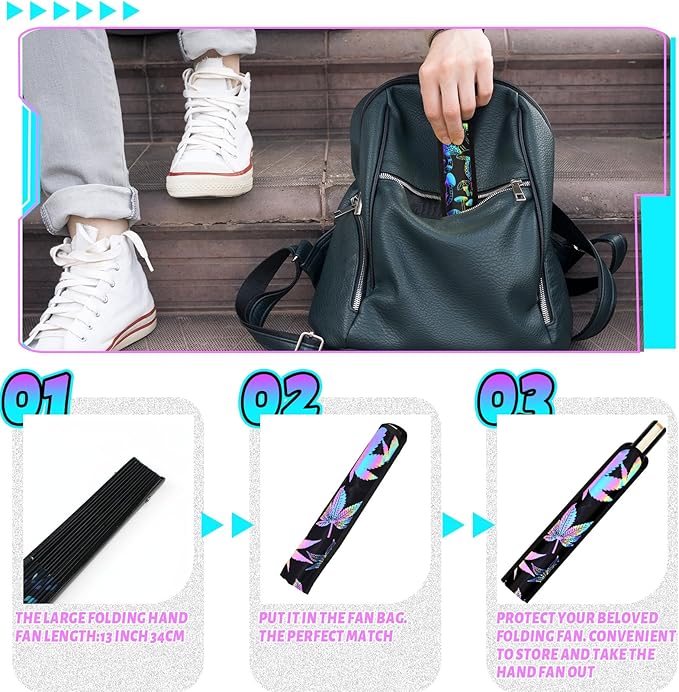 Summer Rave Fan Thigh Holster Rave Fan Holder Folding Hand Pouch Foldable - Image 7