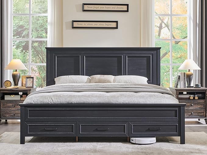 ACCOHOHO Farmhouse Queen Size Bed Frame by ACCOHOHO