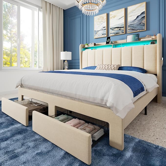 Allewie Vertical Tufted Queen Upholstered Platform Bed Frame by Allewie