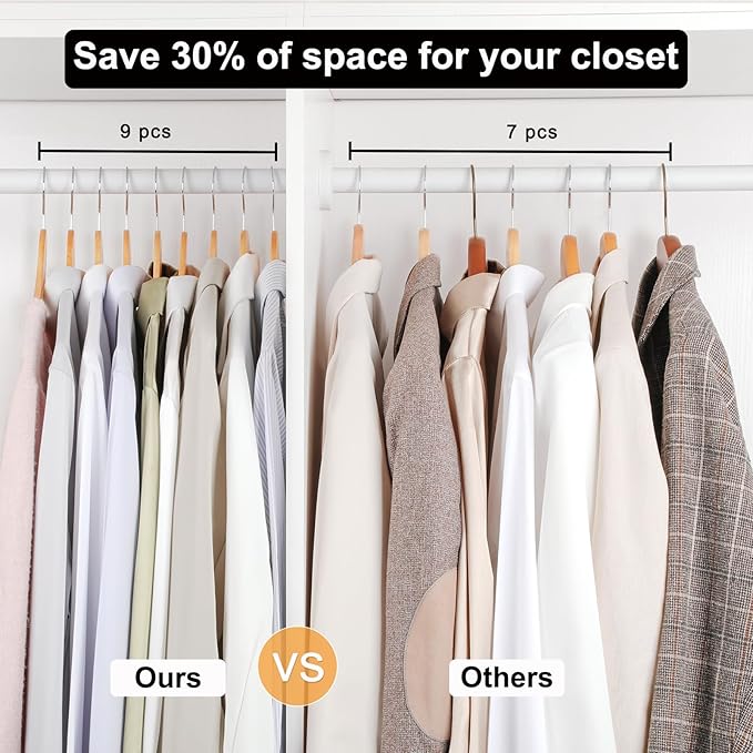 TOPIA HANGER Wooden Hangers 48 Pack, 0.28-inch Slim & Durable Clothes Hangers - Image 6