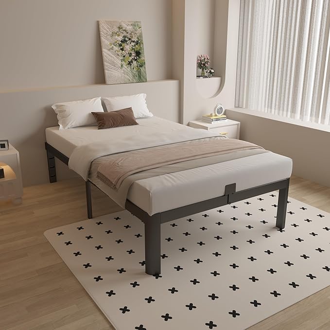 14 Inch Twin Bed Frames with Metal Gaskets, Heavy Duty Steel Platform Supprt - Image 8