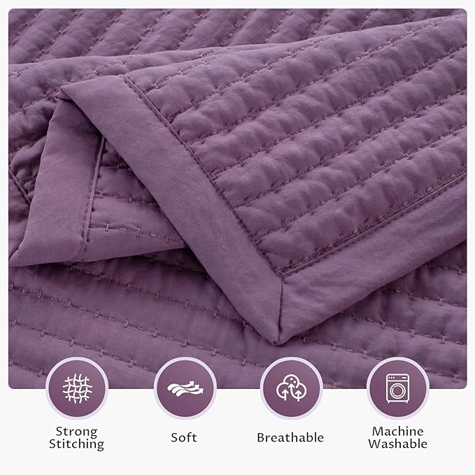 KASENTEX Twin Quilt Set 68"x86" – Soft Washed 3-Layer Lightweight Bedspread - Image 4