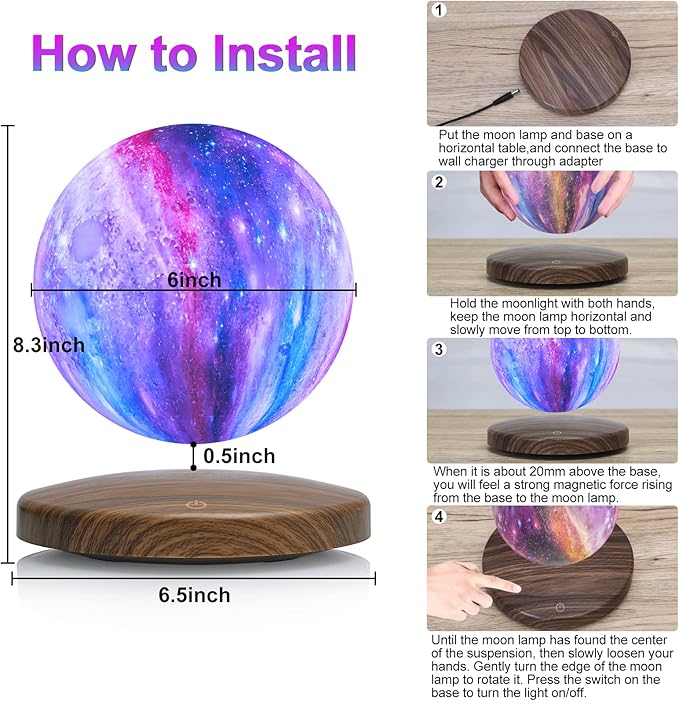 Levitating Moon Lamp, 18 Colors Galaxy Lamp - Image 7
