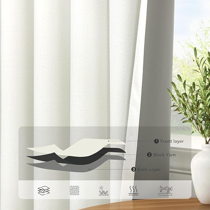 102 Inch Blackout Curtains 2 Panel Set Length Modern Decorative Dark Out Curtain - Image 5