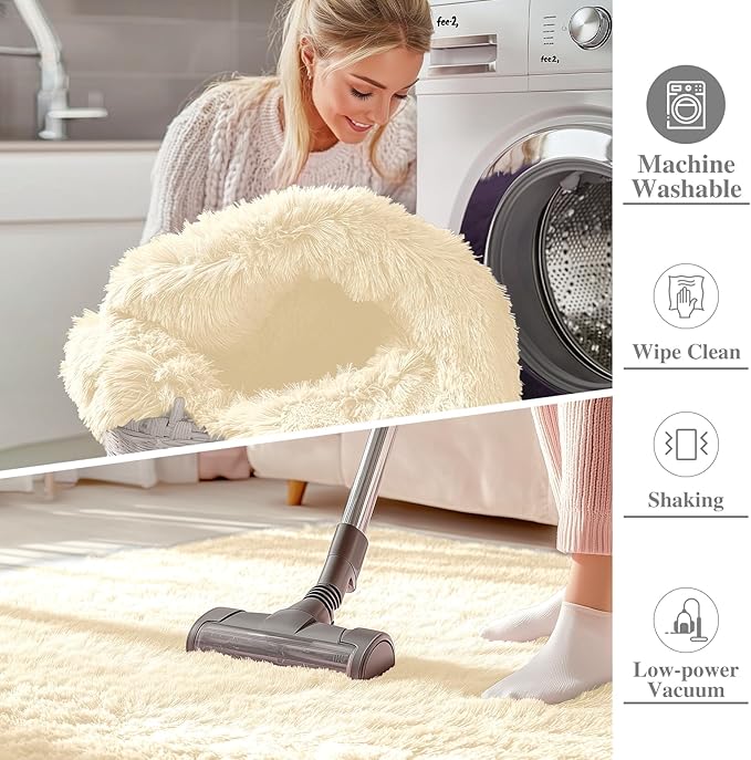 OLANLY 3x5 Machine Washable Small Bedside Rug, Soft Fluffy Shaggy Rugs - Image 2