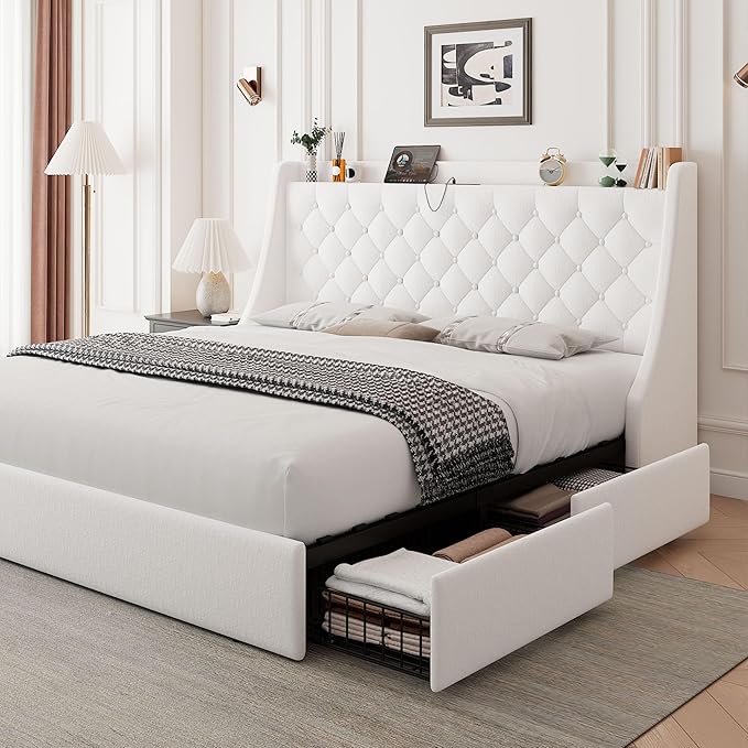 Feonase Upholstered Full Size Bed Frame by FEONASE