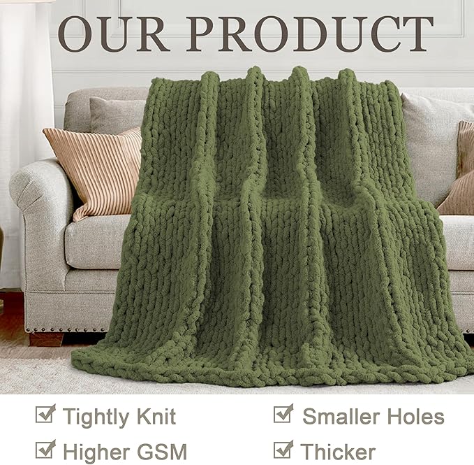 Chunky Knit Throw Blanket 50"X 60", 100% Handmade - Image 4