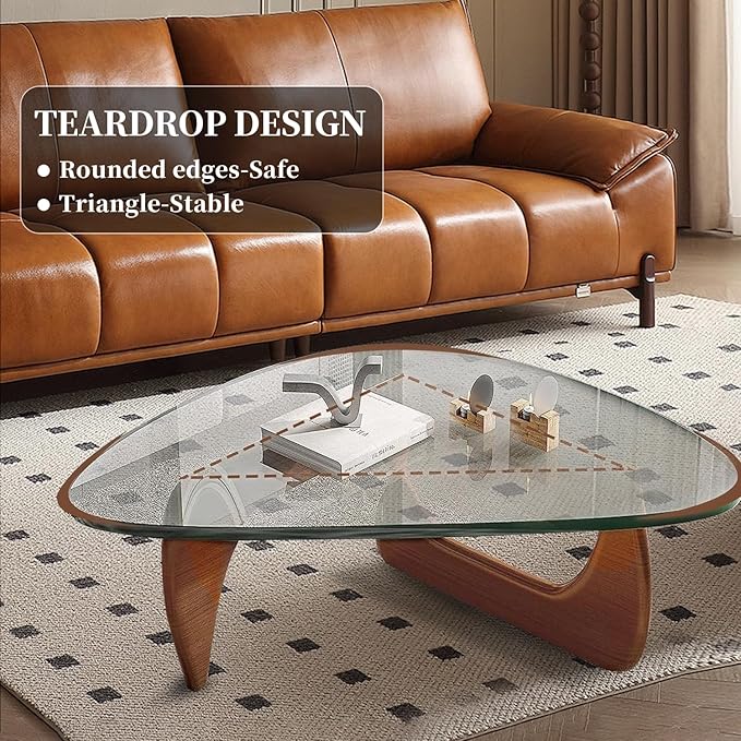Modern Glass Coffee Table for Living Room, Mid Century Coffee Table, Small - Image 3