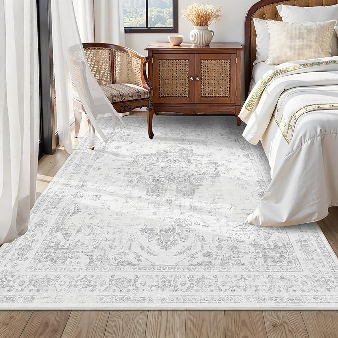 5x7 Vintage Washable Area Rugs Boho Medallion Large Distressed Retro Accent - Image 2