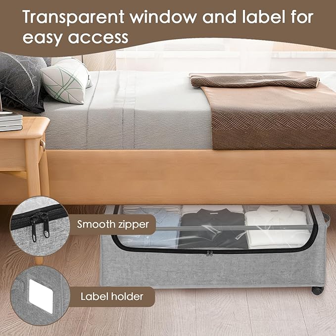 Under Bed Storage with Wheels, Underbed Storage Bins, XXXL 85L 11 inches - Image 5