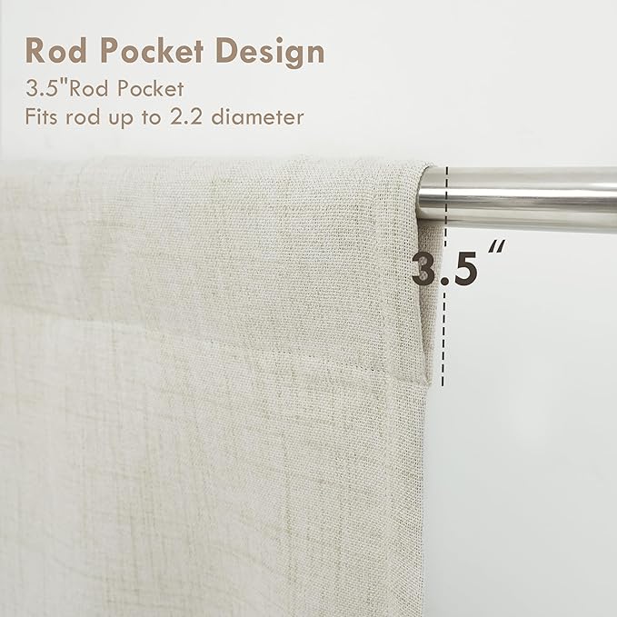 DriftAway Double Layer Linen Blackout Tie Up Curtains Thermal Insulated Fully - Image 3