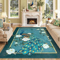 Lahome Peacock Washable Rugs 5x7, Soft Blue Rug by Lahome
