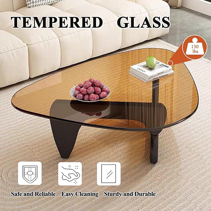Modern Glass Coffee Table for Living Room, Mid Century Coffee Table, Small - Image 3