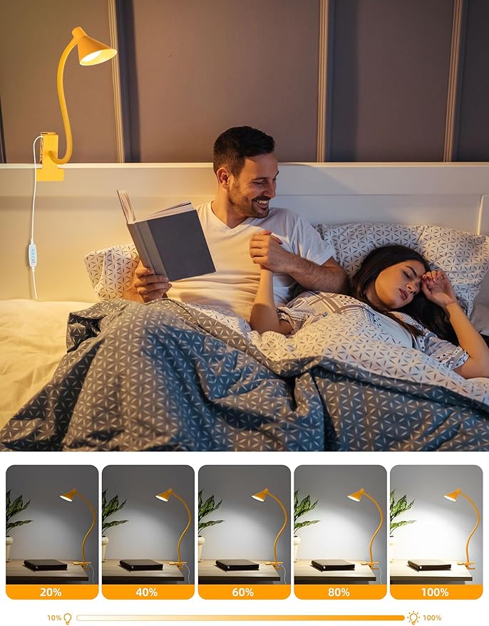 Desk Lamp Clip on Lamp for Bed Headboard LED Reading Light for Bed, 3 Colors 10 - Image 4