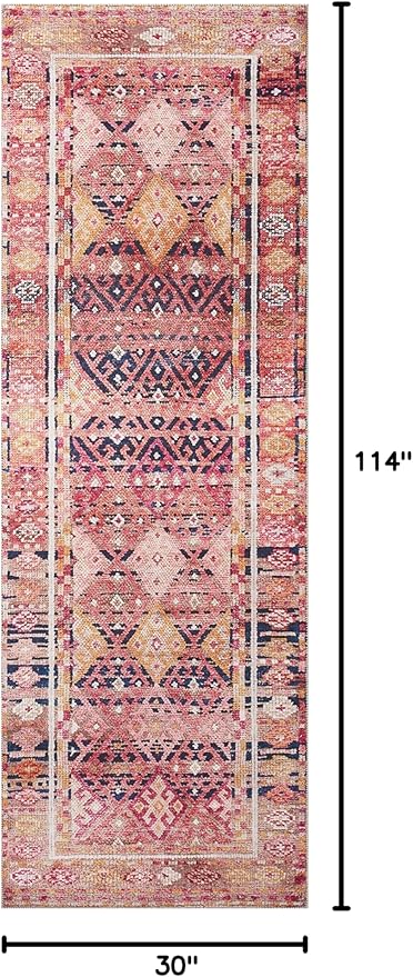 Loloi Layla Collection LAY-15 Magenta/Multi 2'-6" x 9'-6" .13" Thick Runner Rug - Image 2