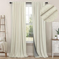 Cream Beige Blackout Curtains 90 Inches Long Thick Linen Patio Curtains by Pitalk