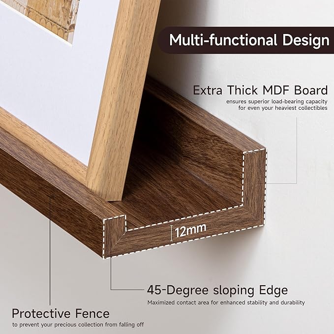 Floating Picture Ledge Shelves for Wall Set of 2, 84 Inches Picture Ledge Shelf - Image 4