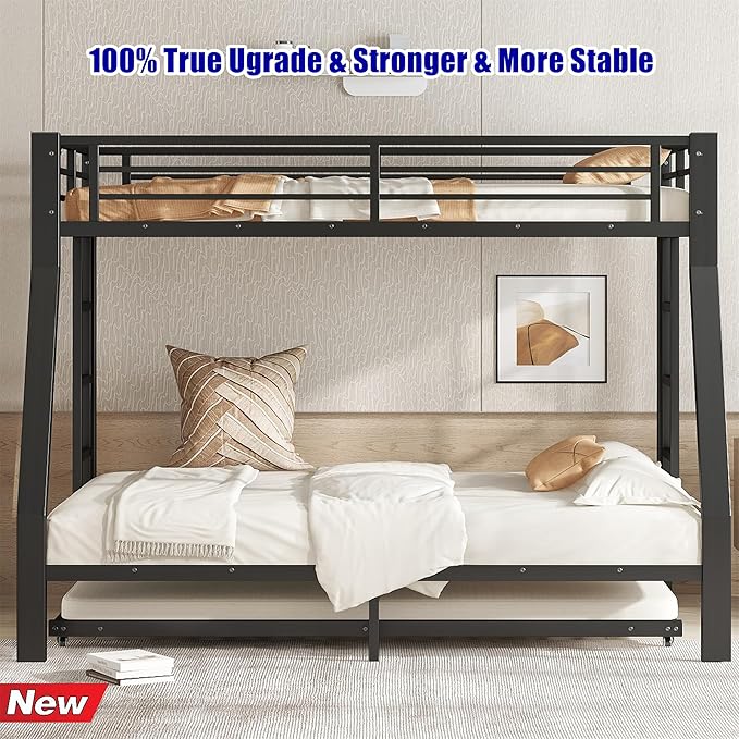 Higher Quality & Stronger Heavy Duty Metal Bunk Bed Frame Twin Over Full Size - Image 3
