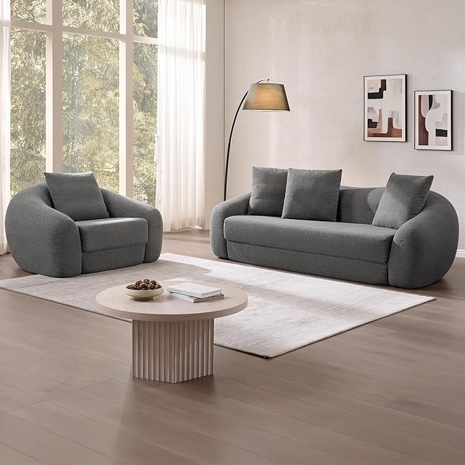 SICOTAS 90.6" Curved Convertible Sofa Couch Bed - Image 7