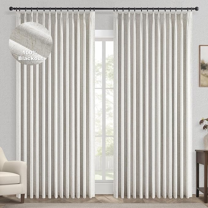 Topfinel Extral Wide Custom Sliding Door Curtains, Pinch Pleated 100% Blackout by Topfinel