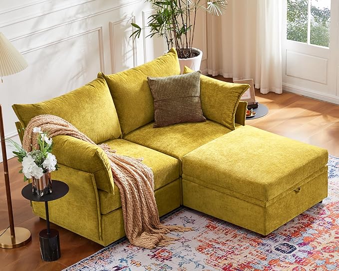 ABCASA Luxury Modular Sectional Sofa, L-Shaped 3-Seat Couch by ABCASA