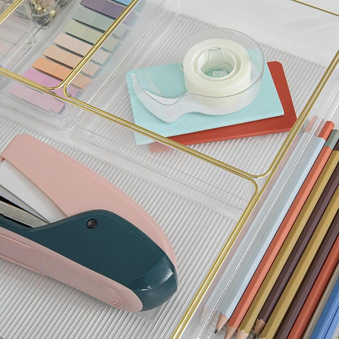 Martha Stewart Kerry Plastic Stackable Office Desk Drawer Organizers, - Image 6