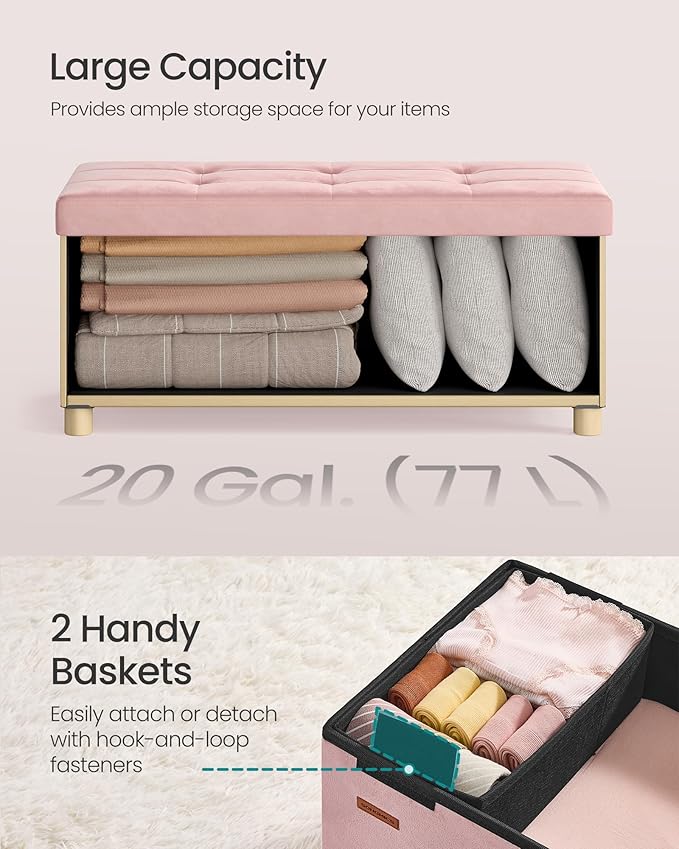 SONGMICS Storage Ottoman Bench, Folding Storage Chest, Foot Rest Stool - Image 6