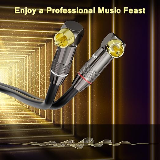 Right Angle RCA Cable 30 FT, 90 Degree 2RCA to 2RCA Stereo Audio Cable - Image 3