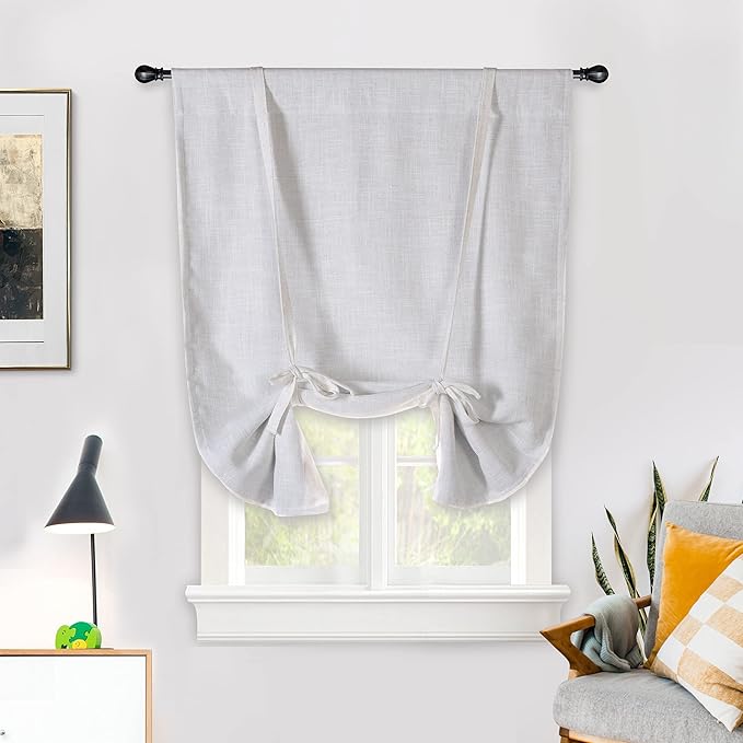 DriftAway Double Layer Linen Blackout Tie Up Curtains Thermal Insulated Fully by DriftAway