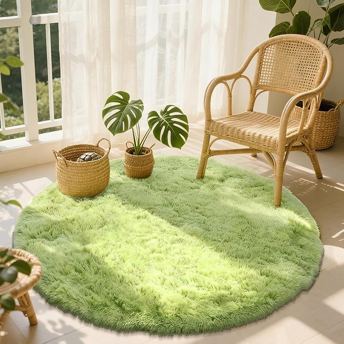 OLANLY Grass Green Round Rugs for Bedroom - Image 2