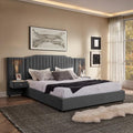 King Size Bed Frame with Storage, Luxury King Platform Bed Frame with Headboard by Firscook