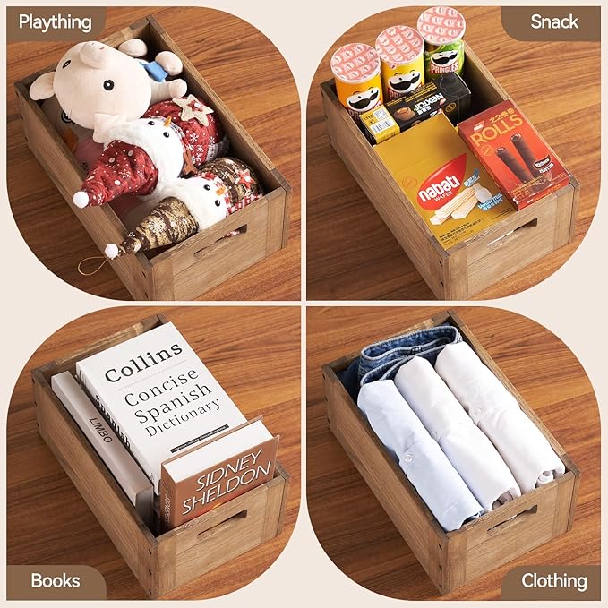 KIRIGEN Stackable Wood Storage Cube /Basket/ Bins Organizer - Image 3
