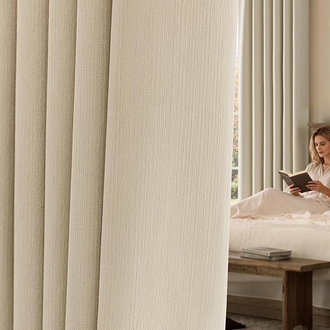 jinchan Chenille Blackout Curtains 96 Inches Long Beige Thermal Insulated by JINCHAN