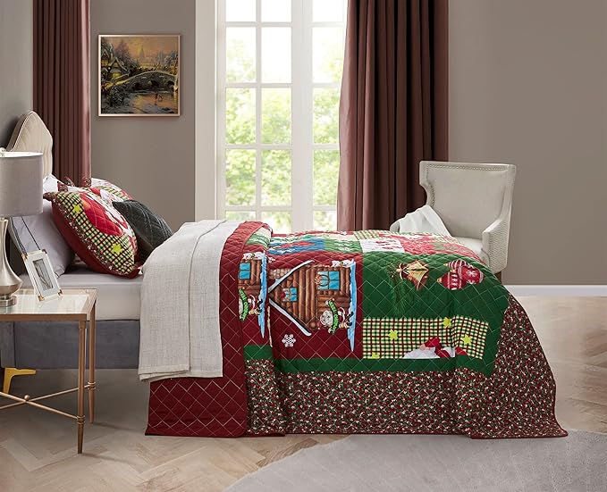 CHIXIN Christmas Oversized Bedspread King Size, Santa Claus Pattern Bedding - Image 3